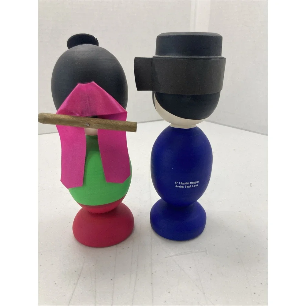 Korean Wooden Kokeshi Dolls Asian Souvenir Folk Wedding‎ 7